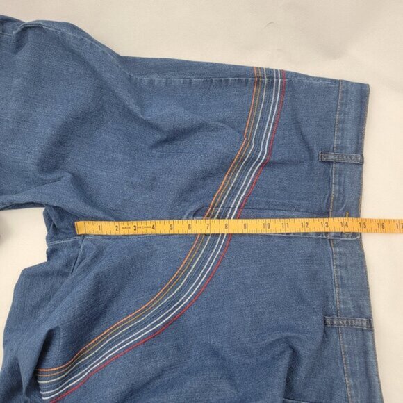 MODCLOTH Womens Jeans Sz 18W Rainbow With Me Wide Leg BLUE Boho Festival Retro - Picture 12 of 15